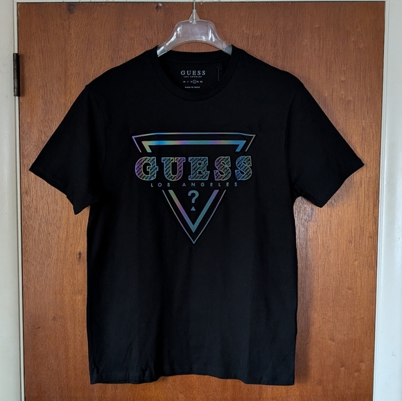 GUESS Iridescent Logo Crew T-Shirt Men's Size Large NEW! - Picture 2 of 3